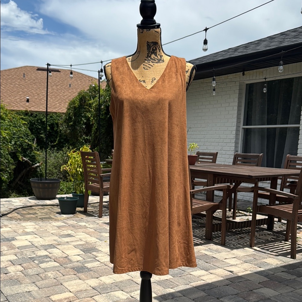 Anne Klein Brown Suede Sleeveless Dress Size Medium